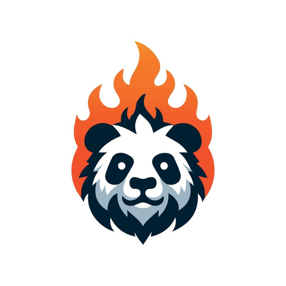 panda fuego cabeza logo vector modelo