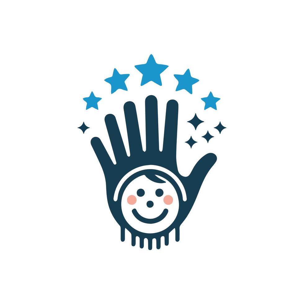 Smile Hand Kid Child Reaching Dream Stars vector Illustration