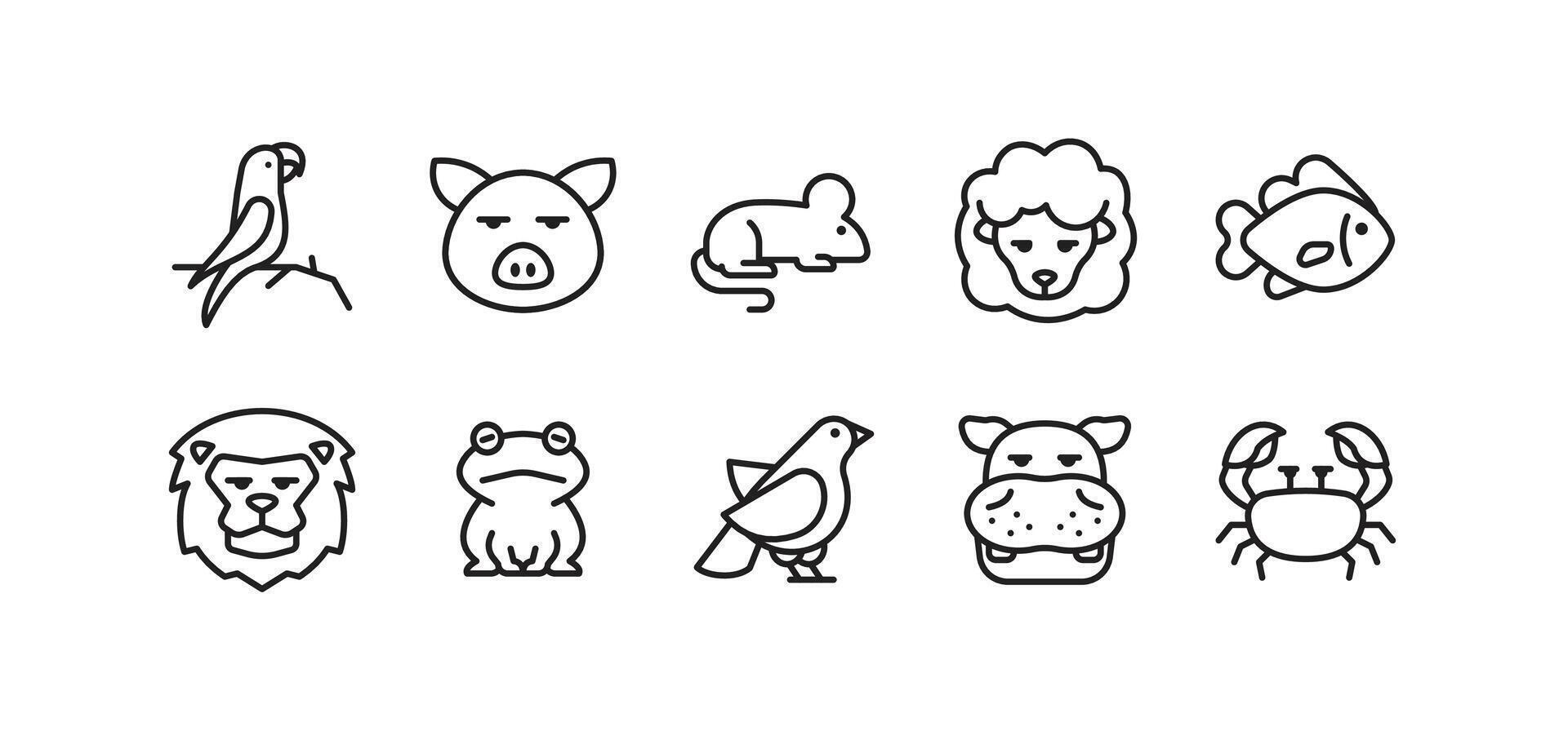 Set of animal icons. Simple outline animal icons pack vector