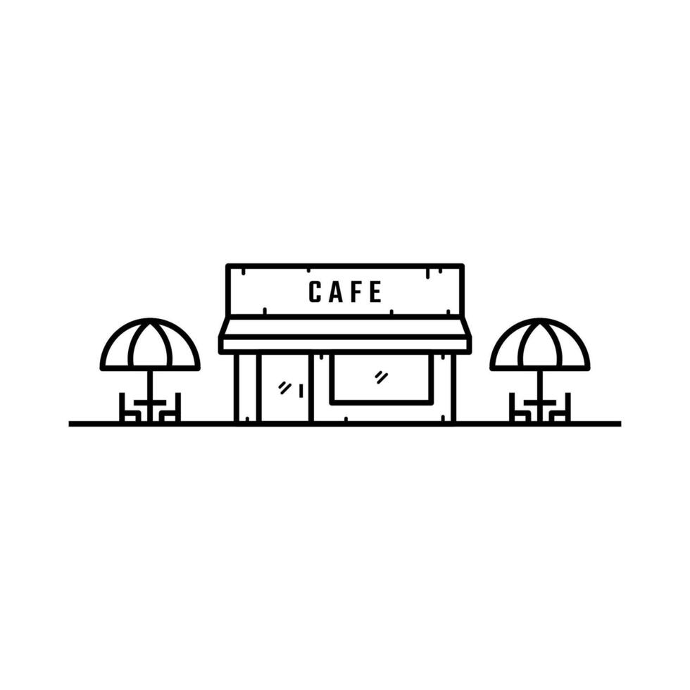 Cafe building line art style vector