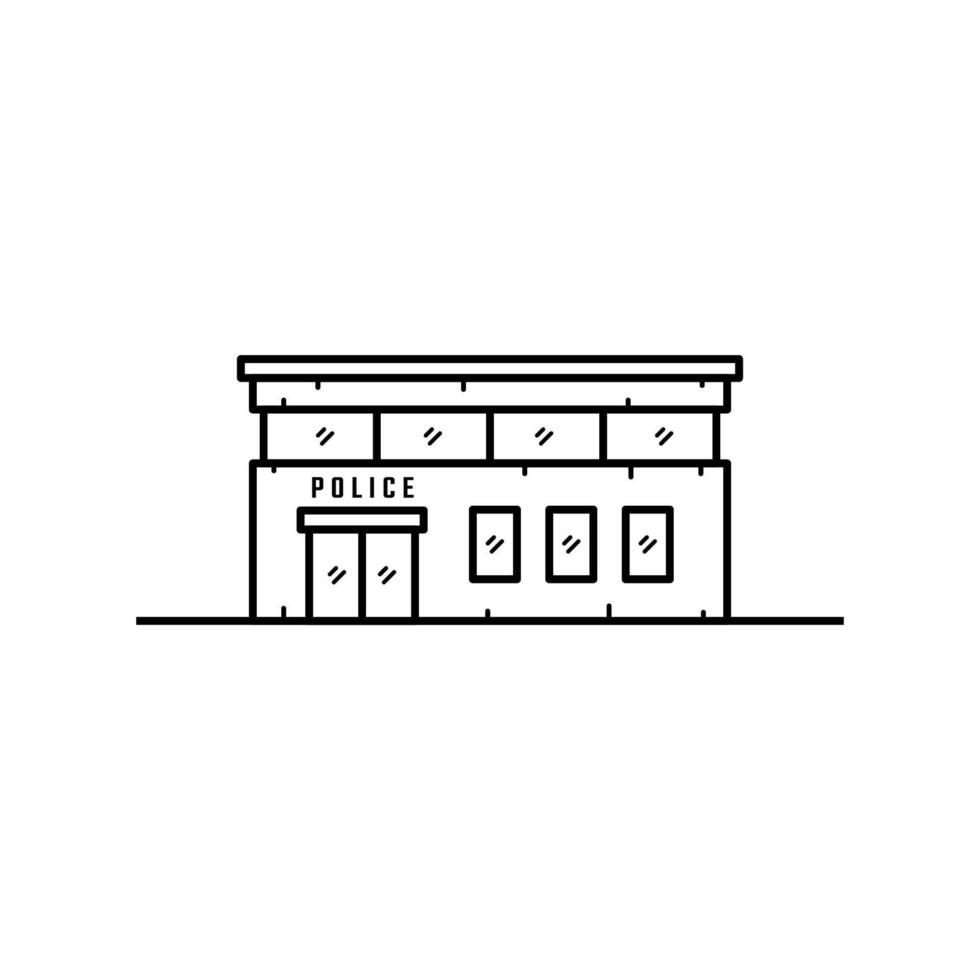 Police station building line art style vector