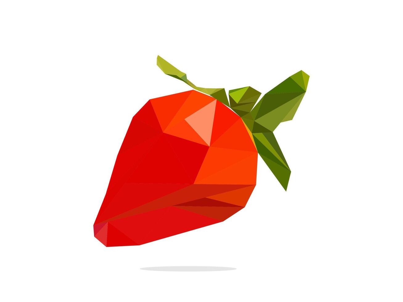 Polygonal fruit vector element. Strawberry low poly triangle illustration style. Design icon art