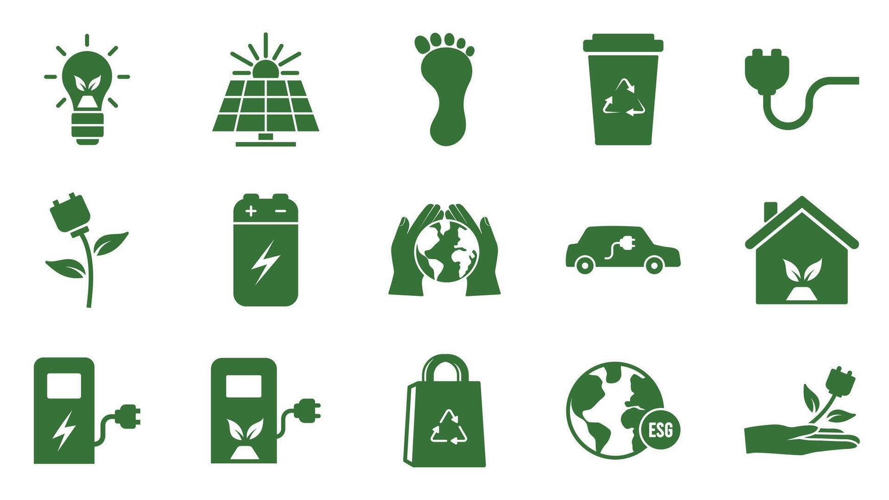 Icon collection with zero emissions esg symbol concept. greenhouse gas carbon credit design set. protect ecological green vector glyph. carbon net zero neutral natural. carbon footprint art pictogram