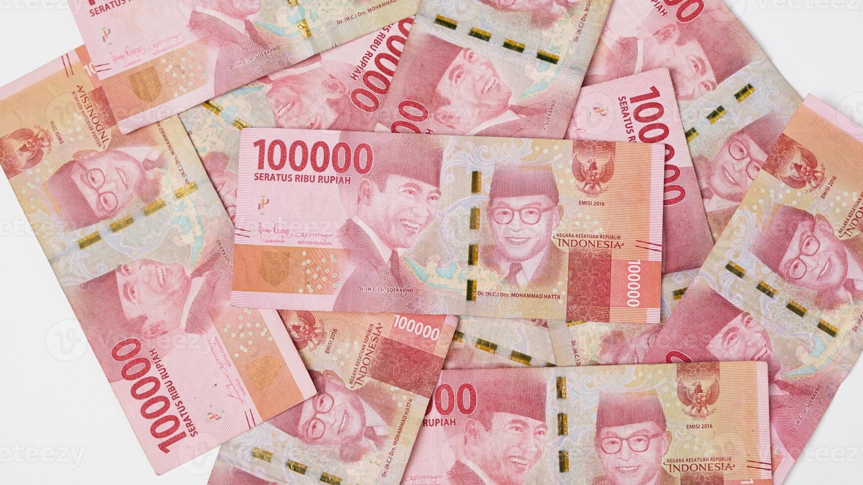 photo from Series of Indonesian rupiah banknotes worth one hundred thousand rupiah 100,000. Indonesian currency