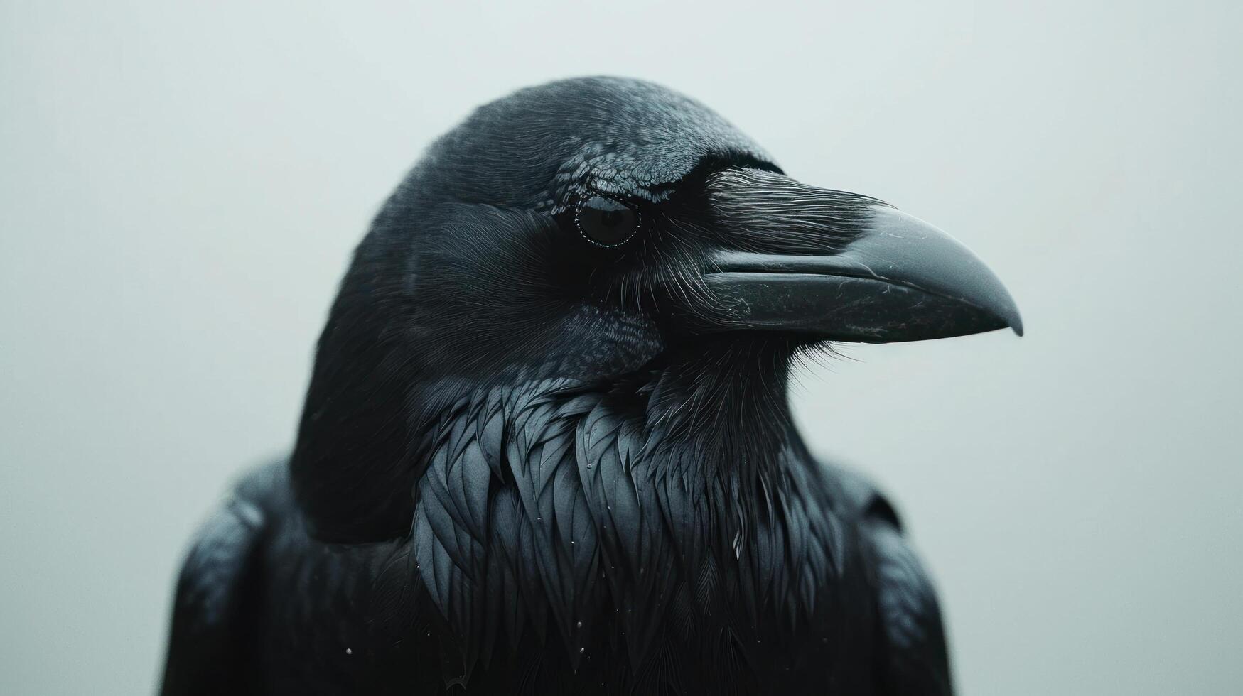 AI generated a large black crow on an empty white background photo