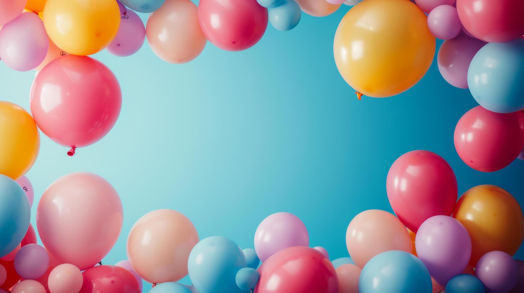 AI generated A playful balloon-themed backdrop with a clean frame, showcasing balloons of various sizes photo