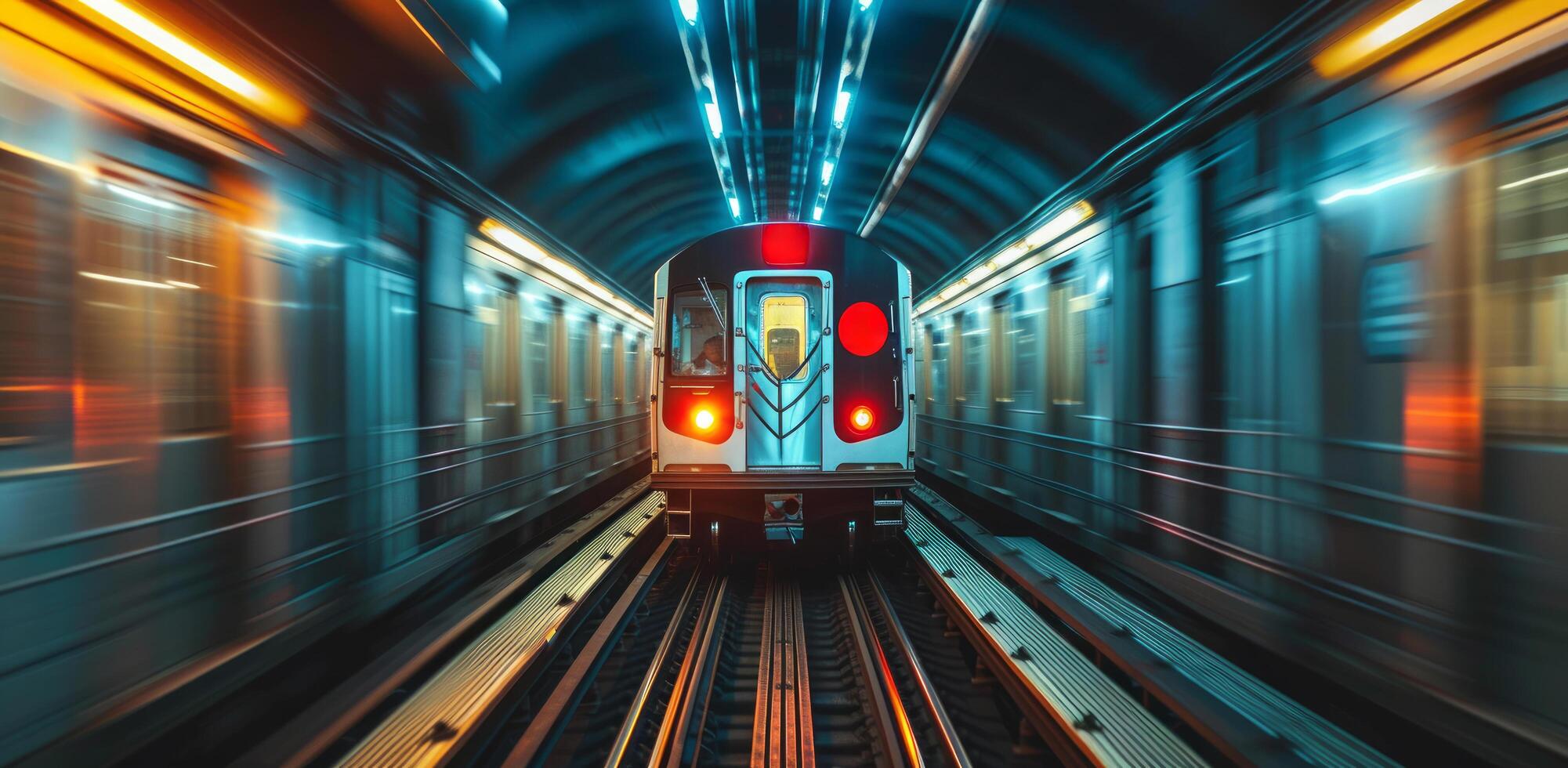 AI generated a subway train is slowing down photo