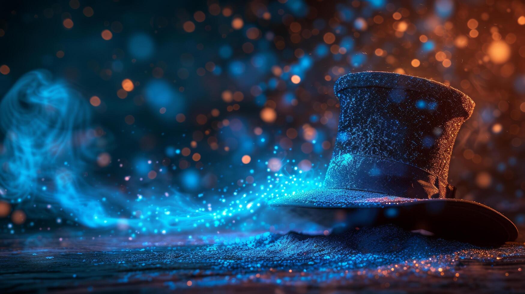 AI generated Magic background with magician's hat photo