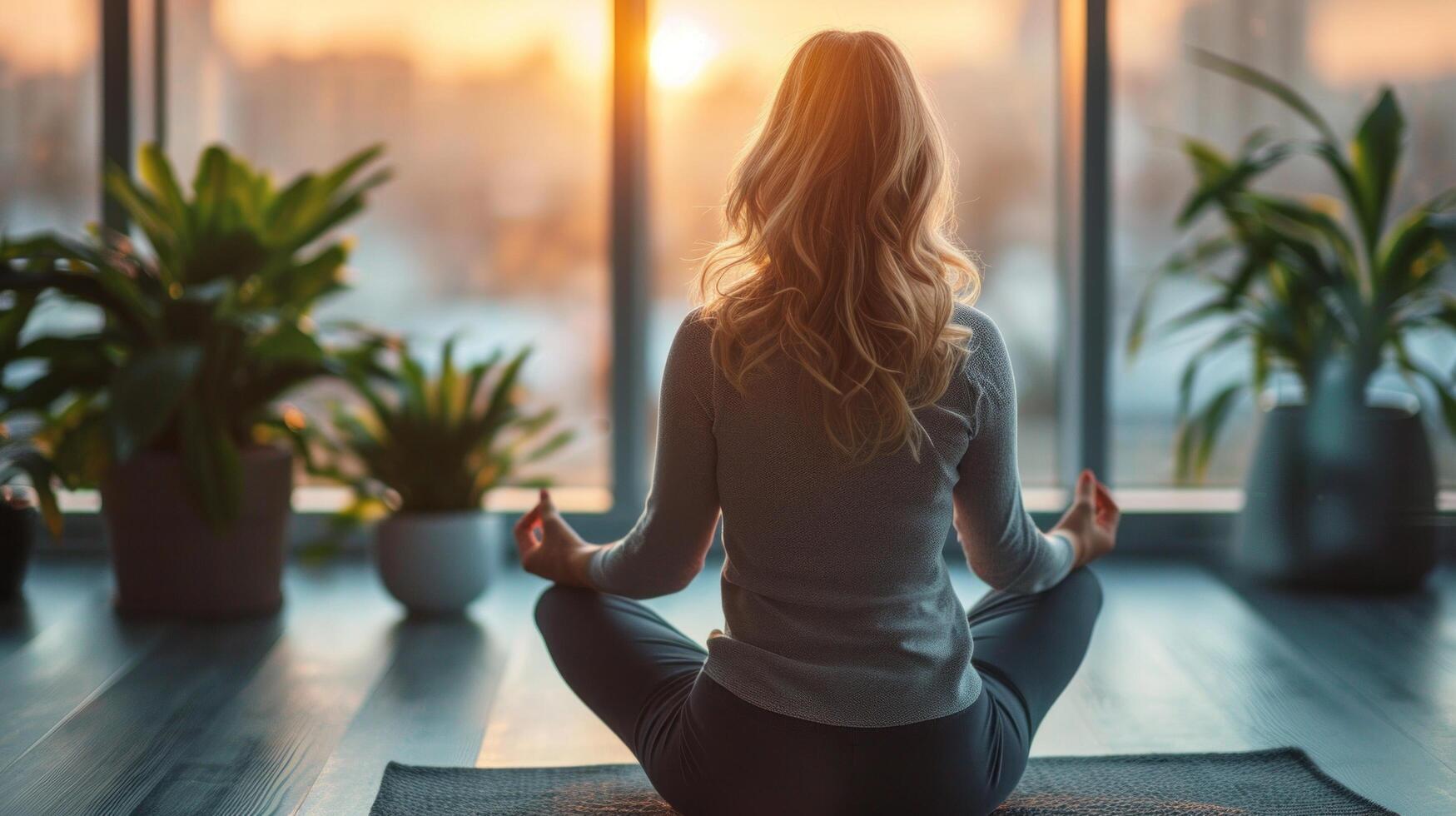 AI generated Executive engaged in a wellness routine, balancing work and health with grace photo
