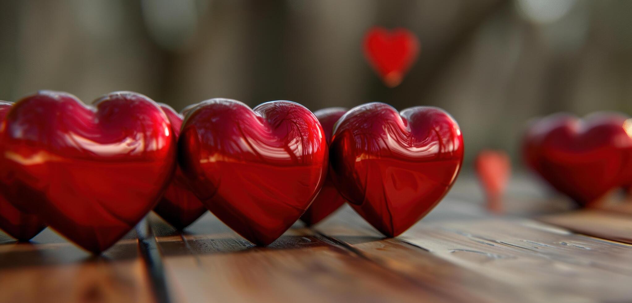 AI generated four beautiful wallpapers of red hearts photo