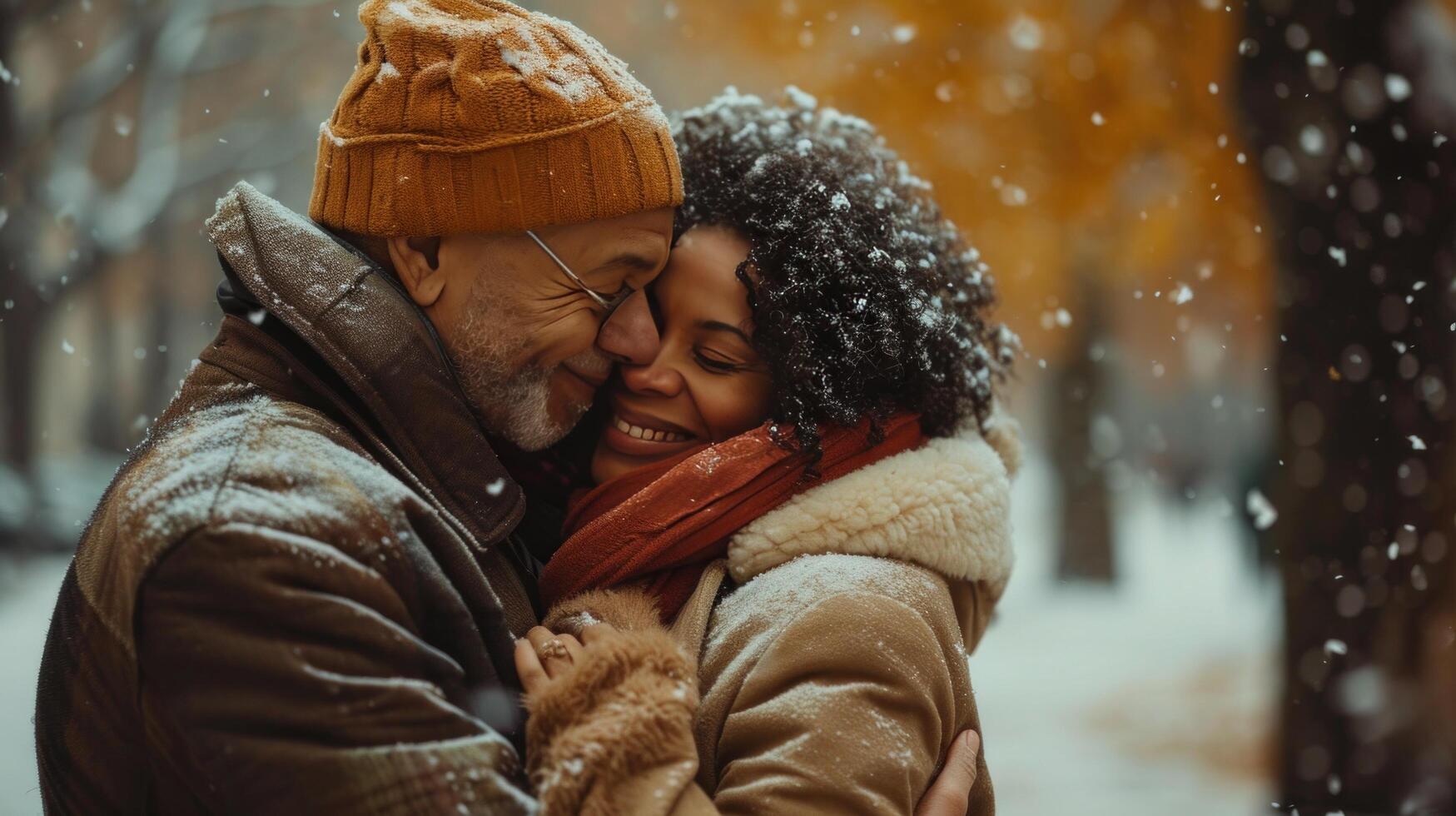 AI generated Couple celebrating milestones, their affection evident in warm, tight embraces photo