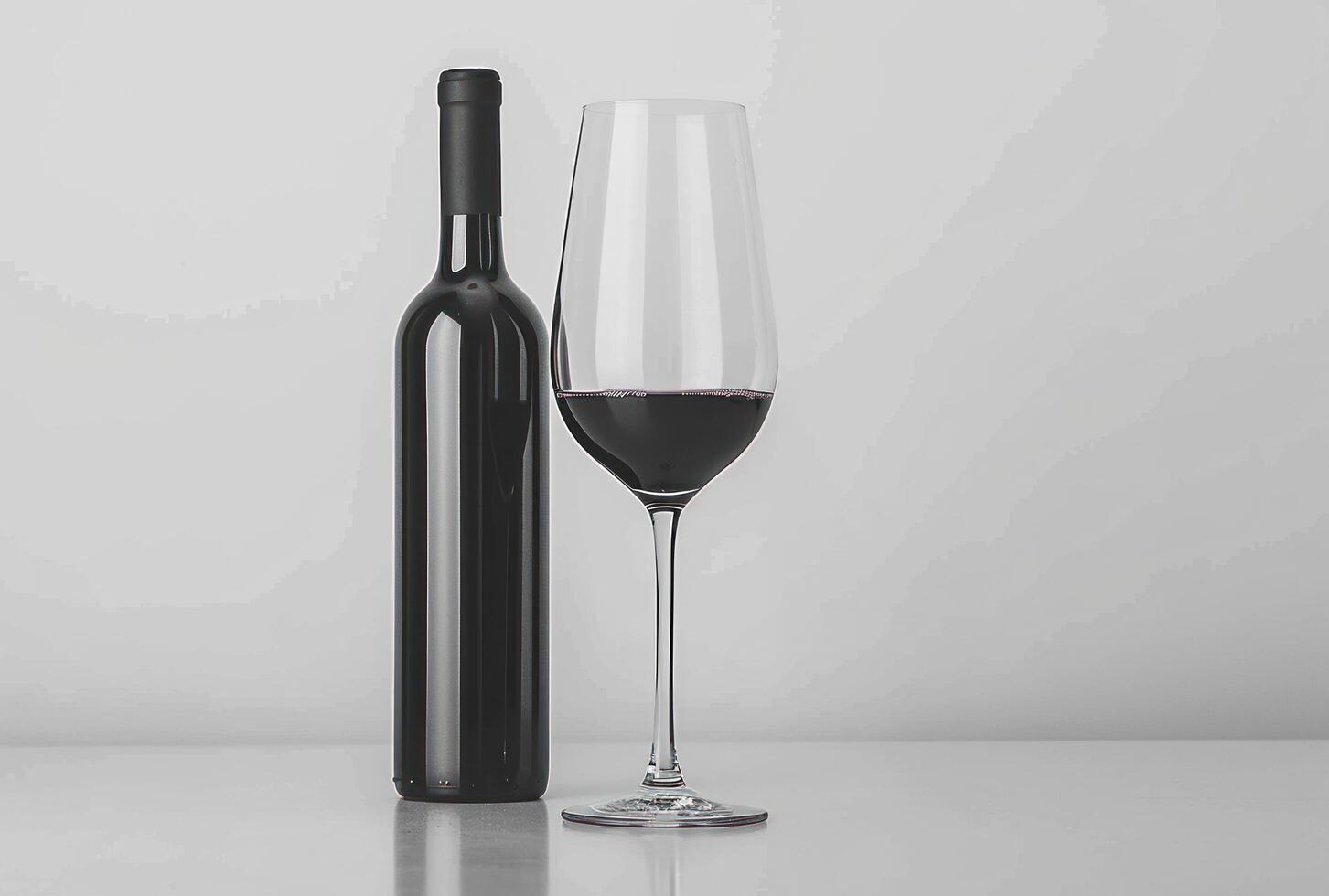 AI generated a glass with red wine and a bottle against white background photo