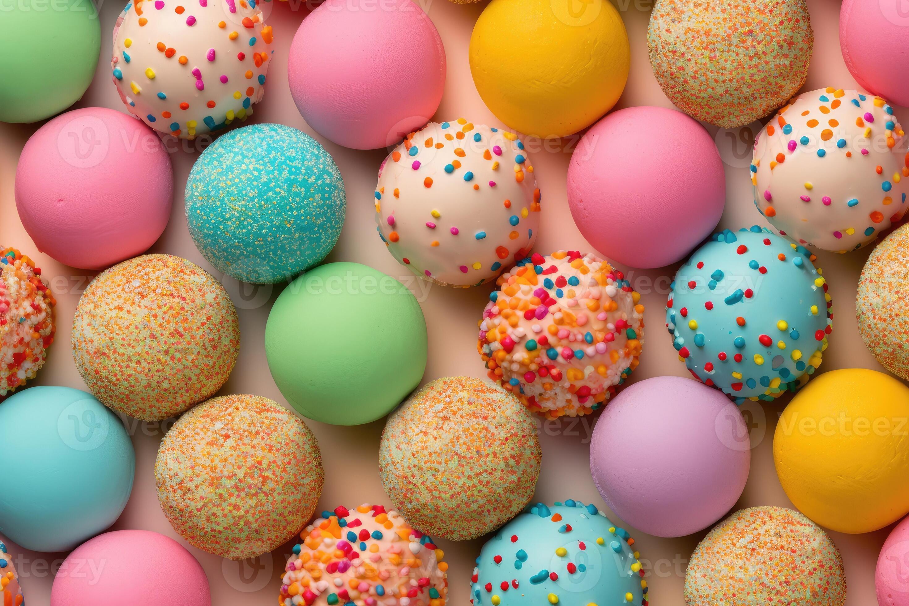 AI generated Colorful Ice creams balls on beige background, multi