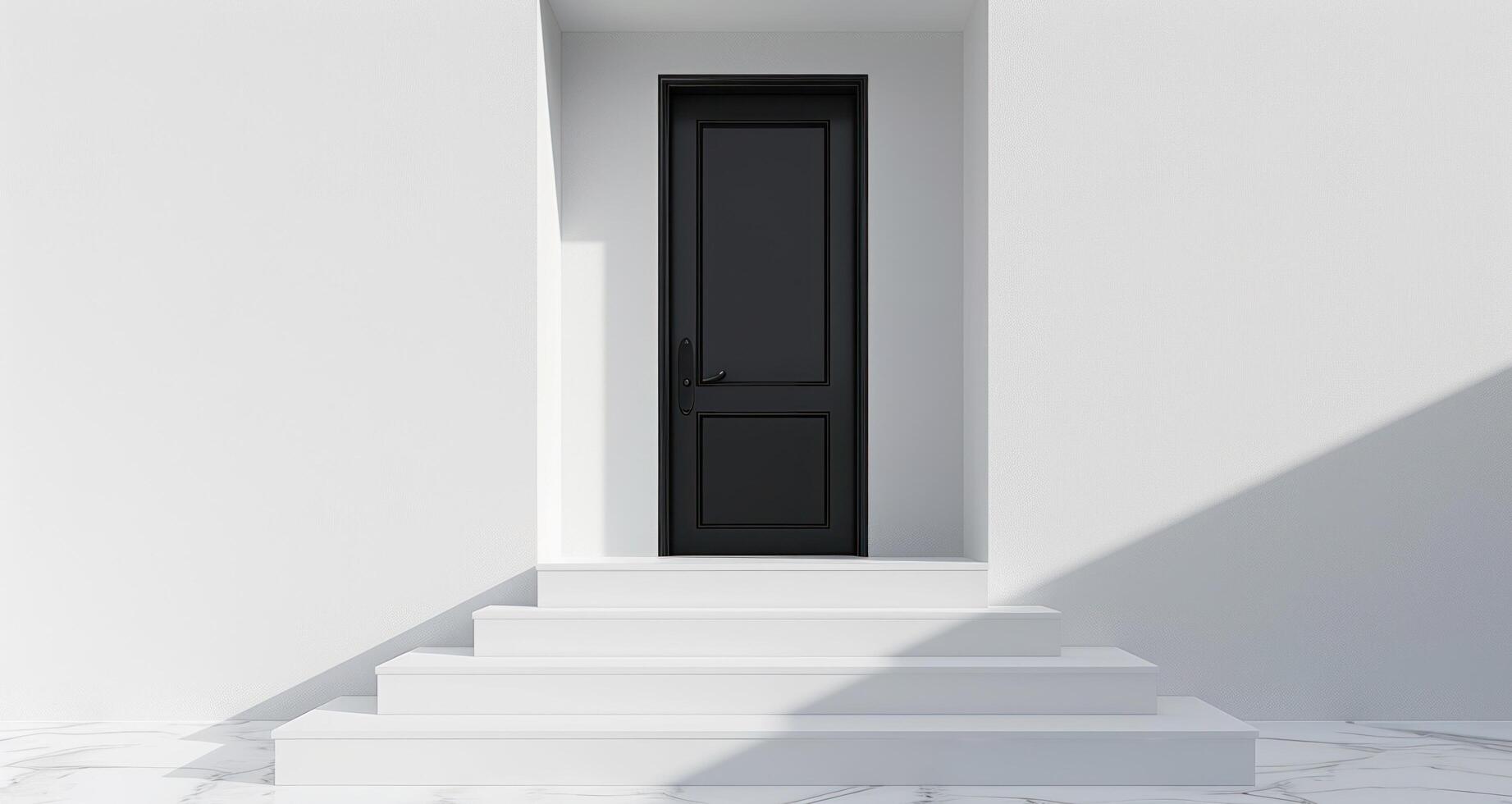 AI generated a black door with white steps photo