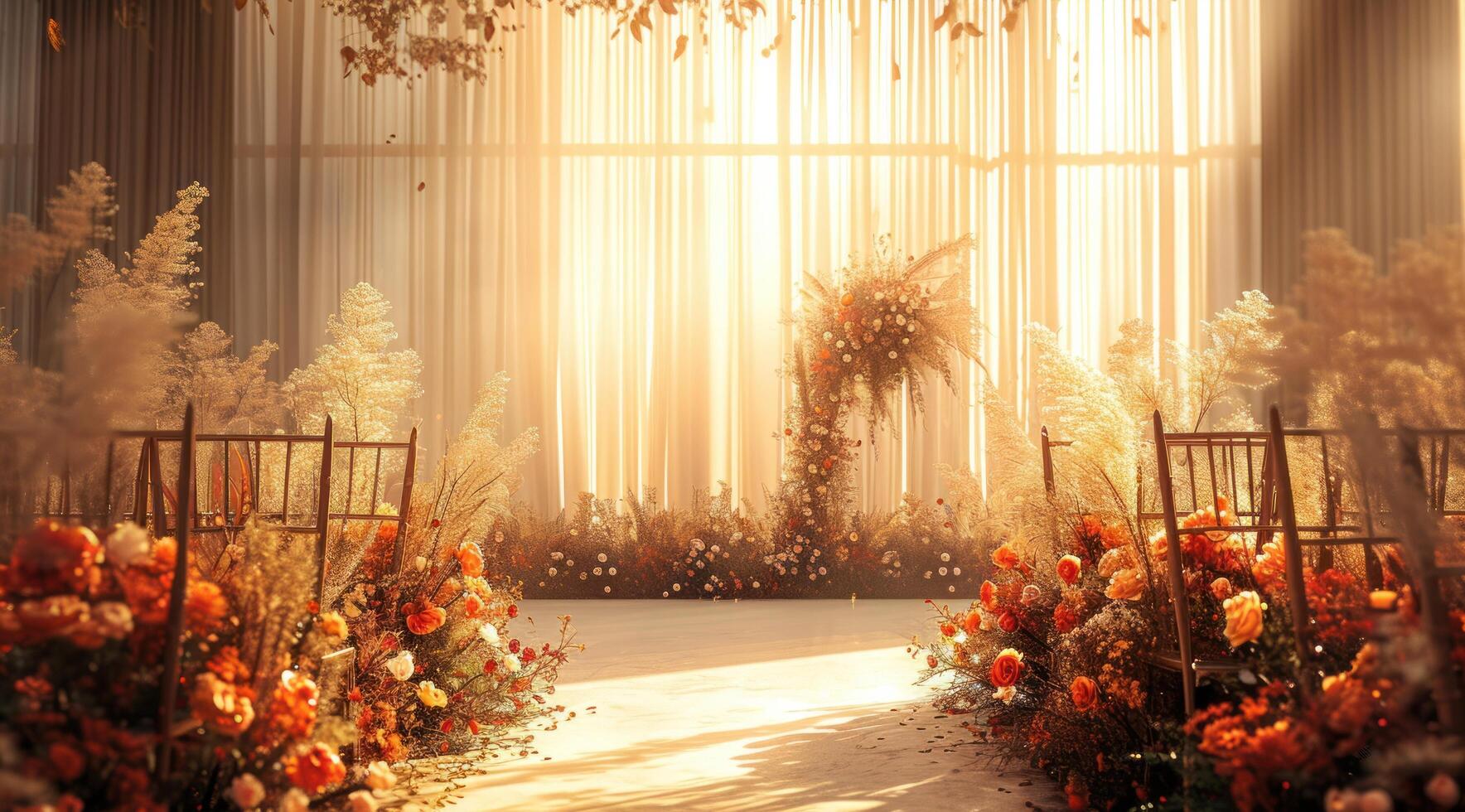 AI generated wedding venue background photo