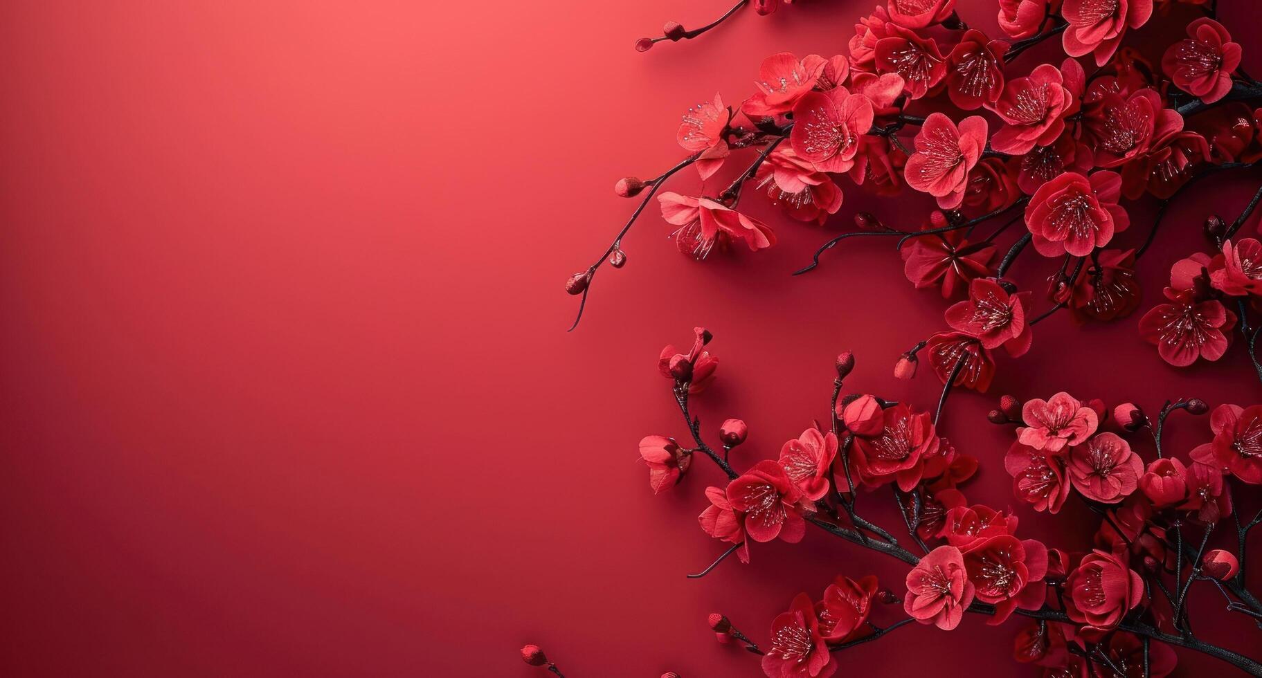 AI generated a branch with several red branches on red background photo
