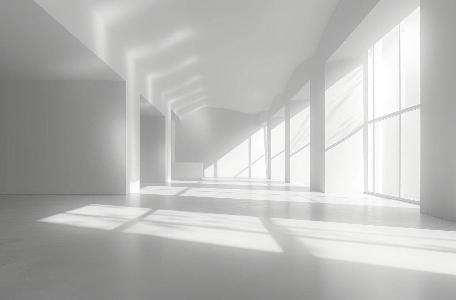 AI generated a white image of an empty room with an object inside it photo