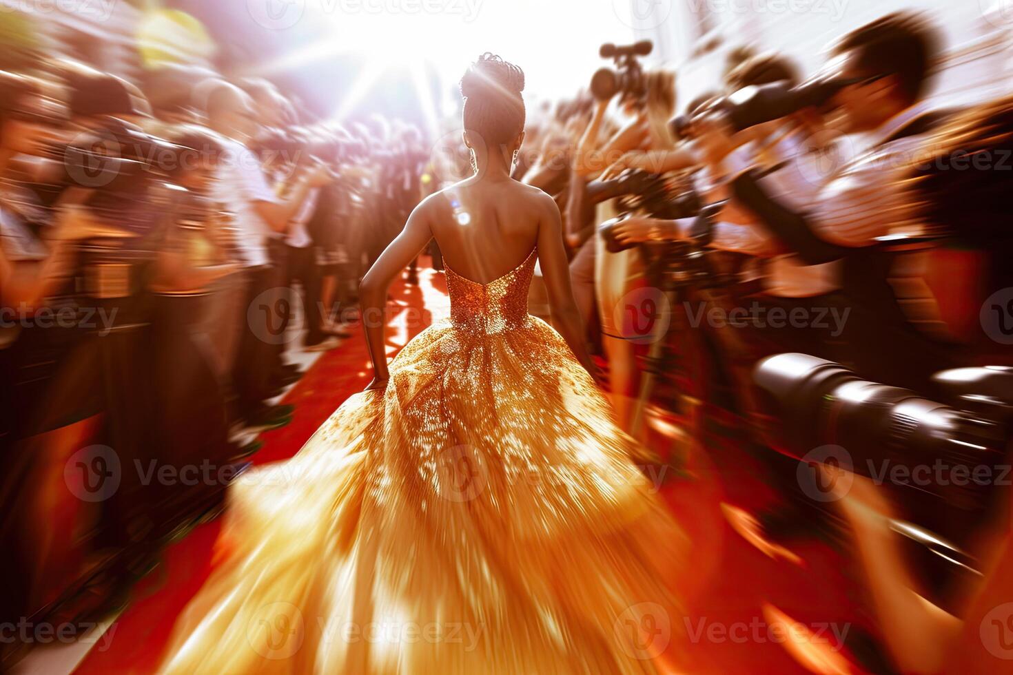 AI generated Female celebrity super star on red carpet on famous event photo
