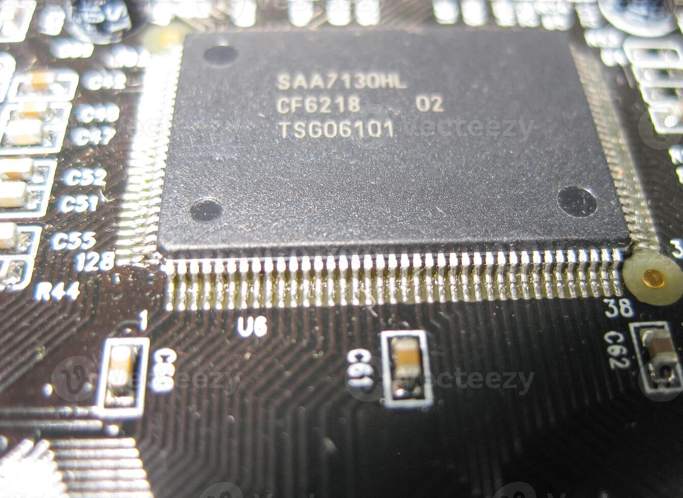 Electronic board with electrical components. Electronics of computer equipment photo