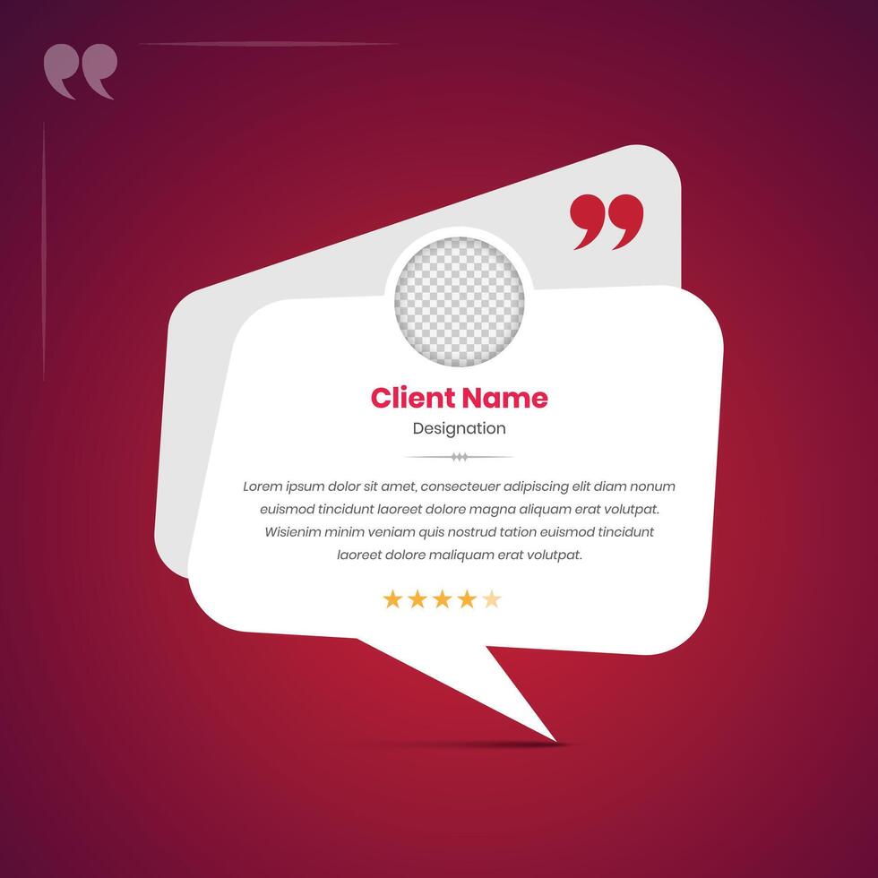 Client feedback and social media post testimonial template in simple layout vector