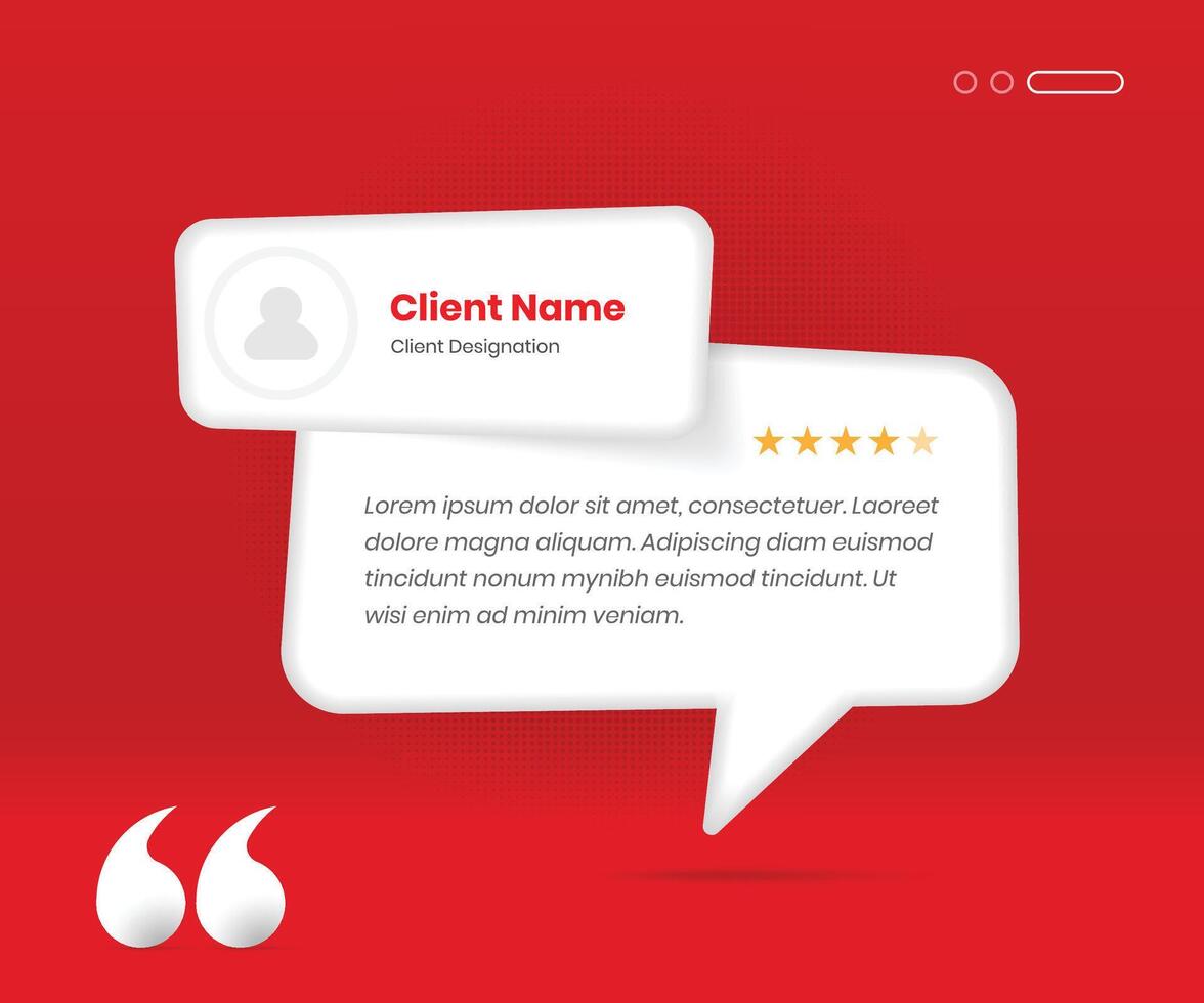 Minimalistic client review and feedback template with abstract bubble shape vector