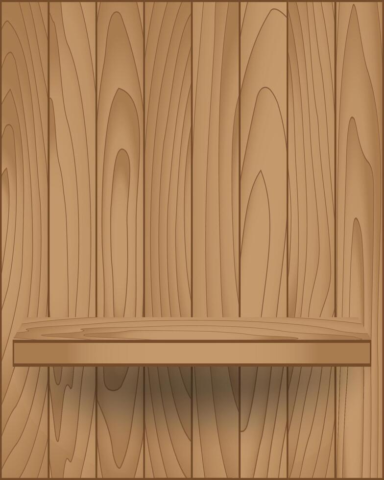 wooden shelf with empty space on a white background vector