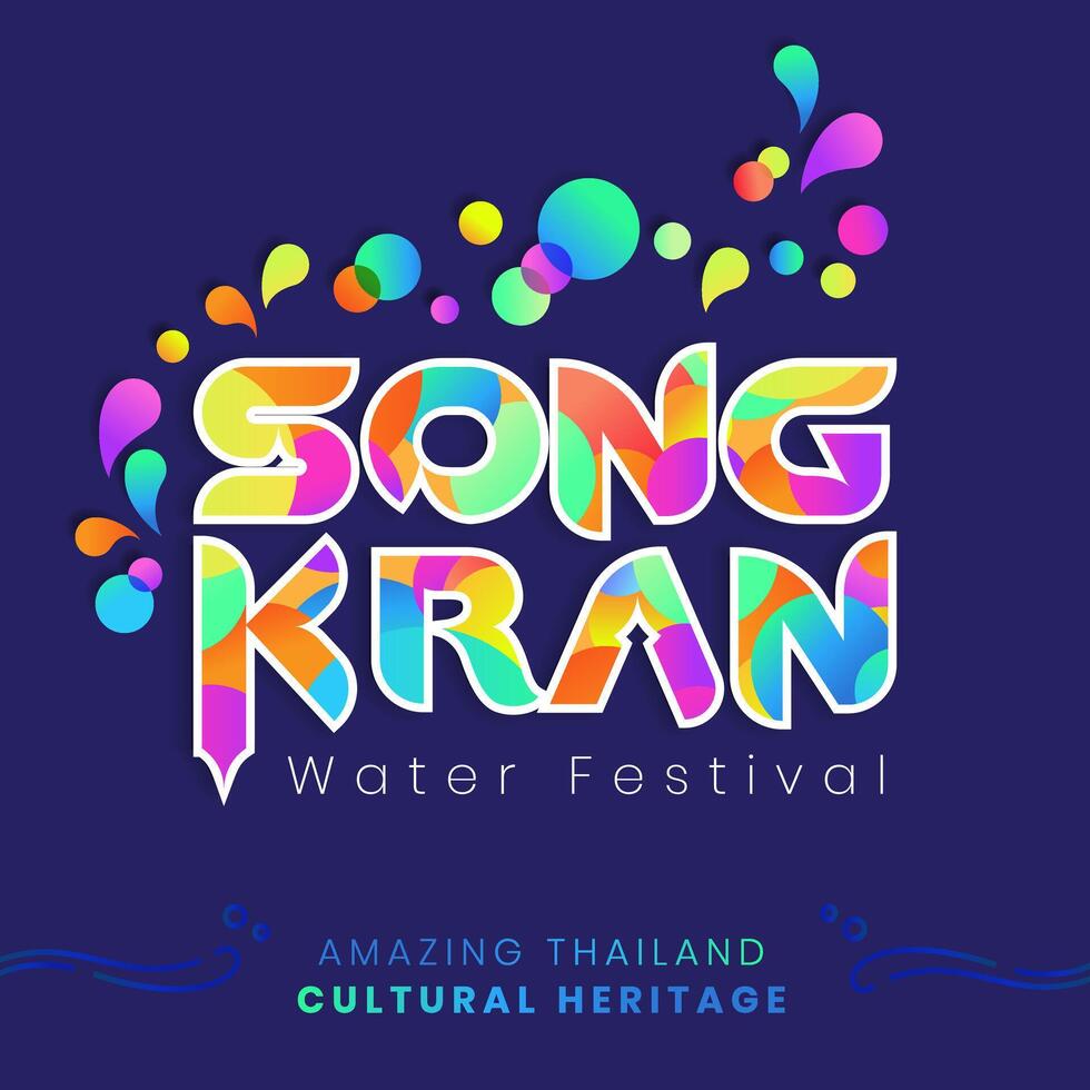 el Songkran festival de Tailandia cultural patrimonio logotipo diseño felicidad y vistoso concepto celebracion ilustración vector