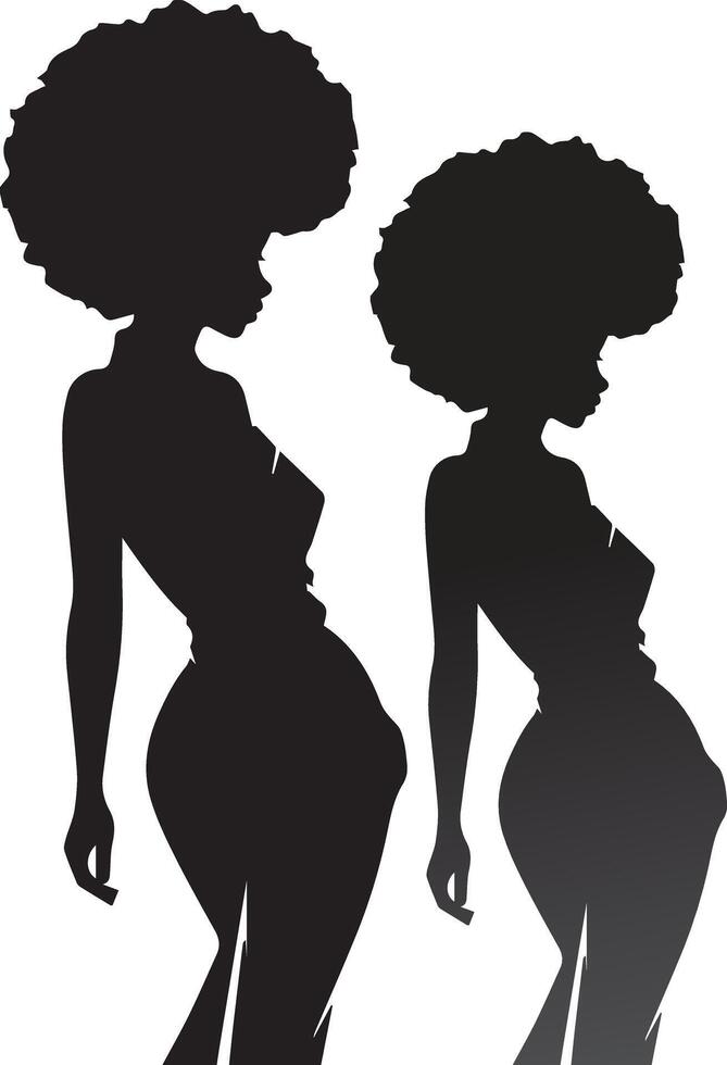 silueta de un hermosa afro pelo estilo mujer lado ver vector ilustración.