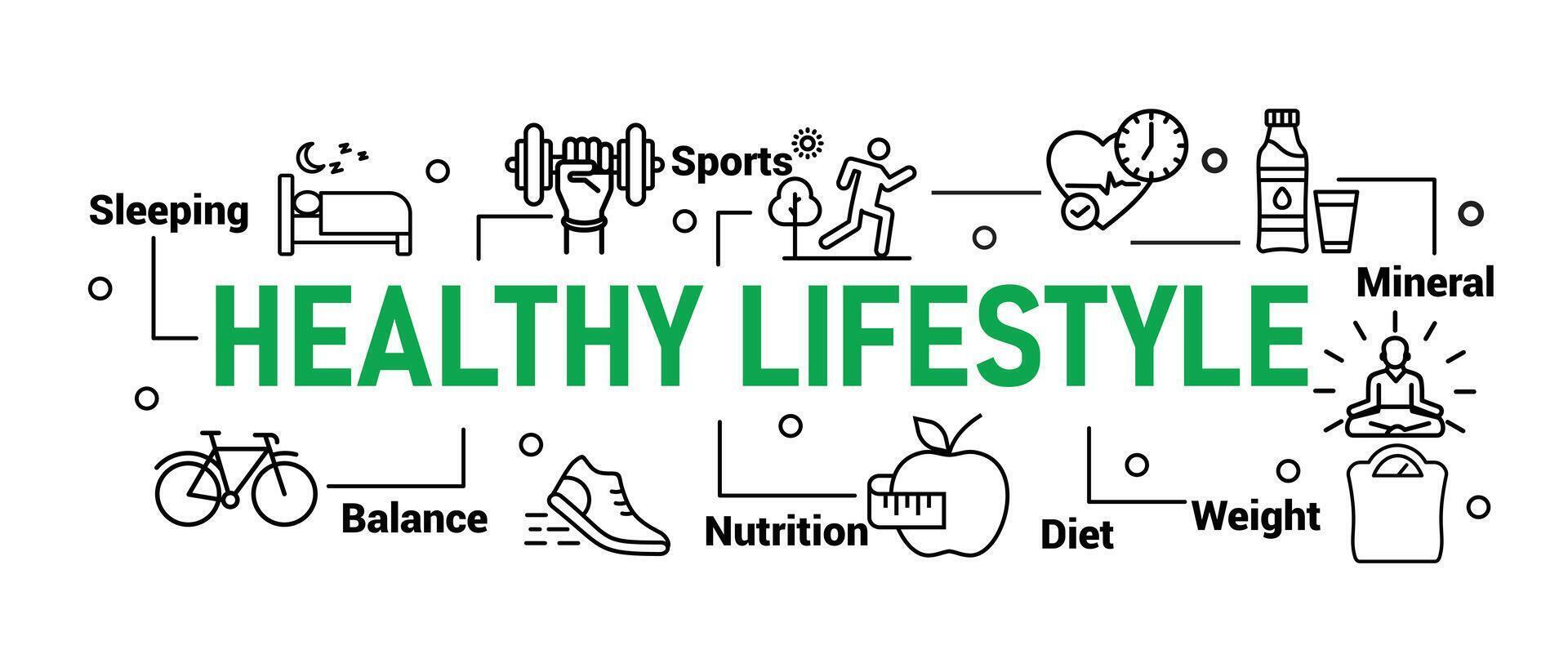 Simple set of outline icons about healthy lifestyle vector