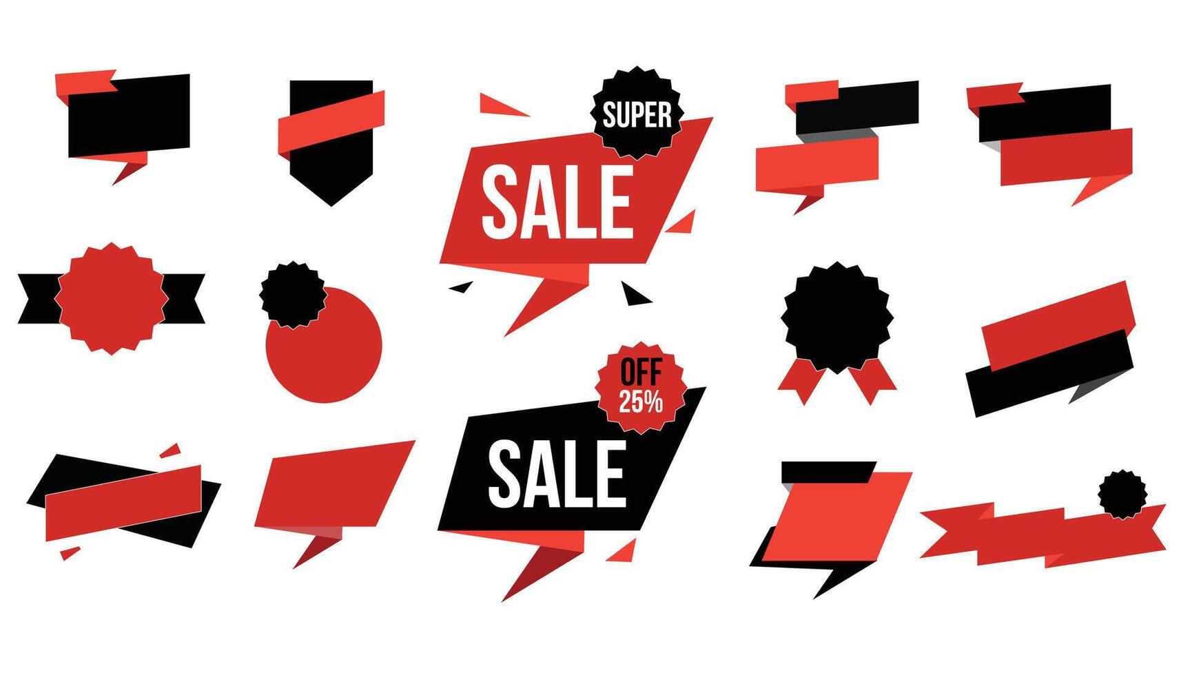 Sale and discount label collection, Set of red and black label, sticker, Discount banners collection vector