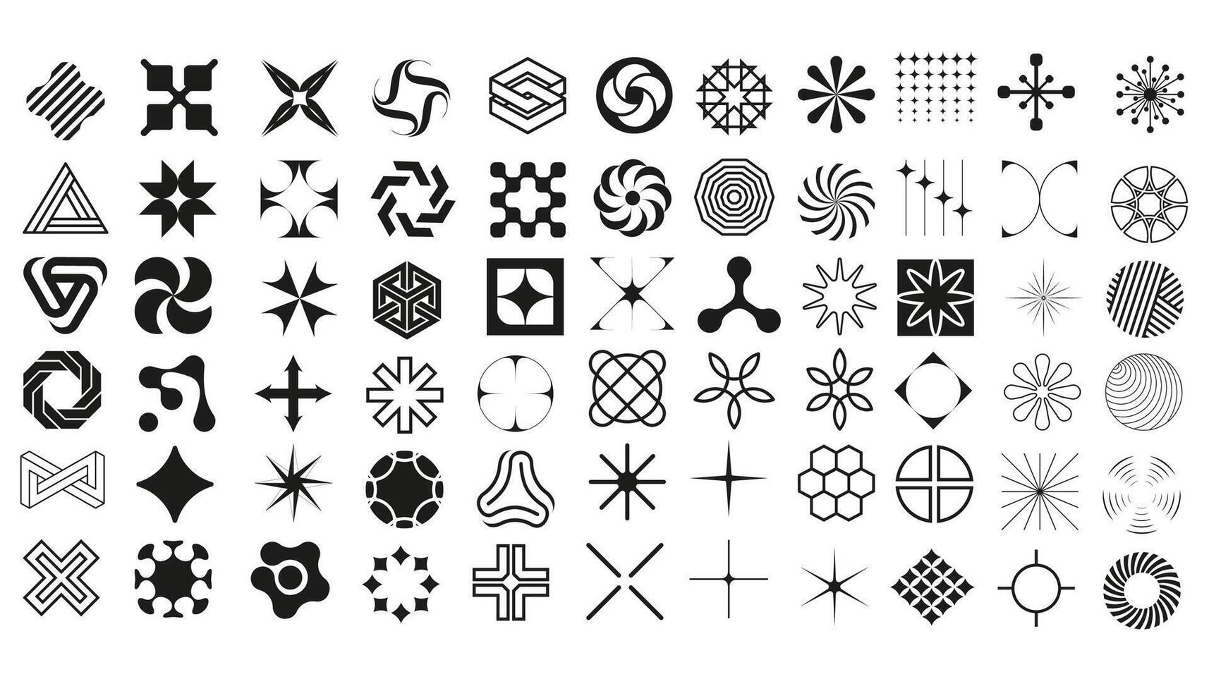 Retro futuristic elements for design, Y2K shapes, brutalist abstract geometric shapes set, Templates for notes, posters vector