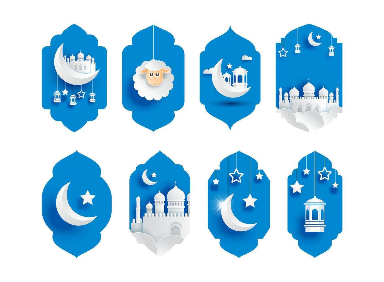 Ramadan kareem greeting card background. Eid mubarak paper art banner illustration design. vector