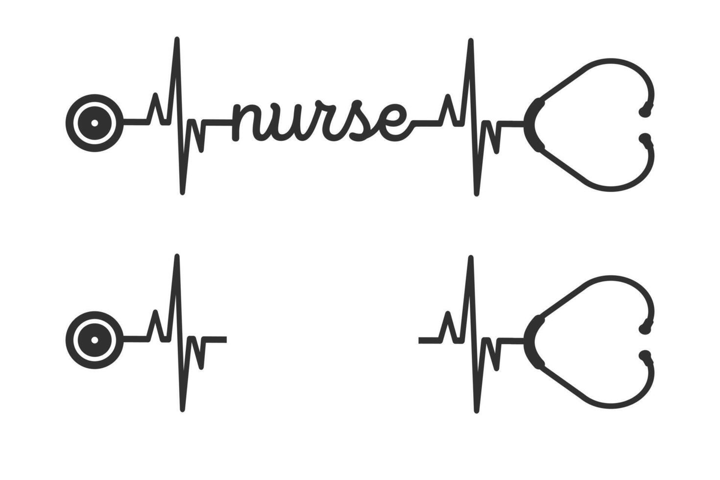 Nurse Typography Design Vector, Medical Stethoscope with Nurse typography, Nurse Typography with Stethoscope Vector Illustration, Stethoscope heartbeat, Nurse typography with nurse cap