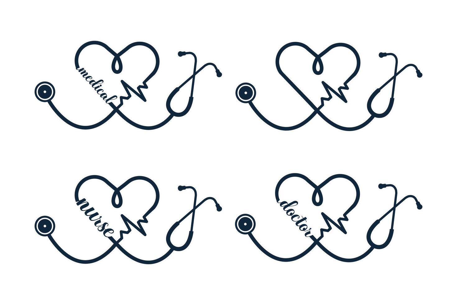 Stethoscope Heart Vector, Medical Stethoscope Heart Shape Vector, Stethoscope Pulse Vector, Heart Health Stethoscope Icon, Medical tools Vector, Stethoscope typography, Doctor, Nurse vector