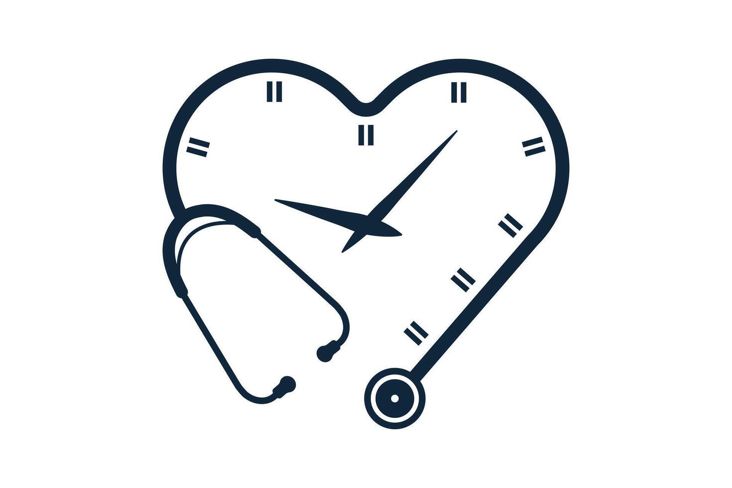 Stethoscope heart Clock Vector, Stethoscope Heart Clock Concept Illustration, Stethoscope Clock Graphic, Stethoscope Heart Shape Vector, Stethoscope Love shape Clock Illustration, Health Cock vector