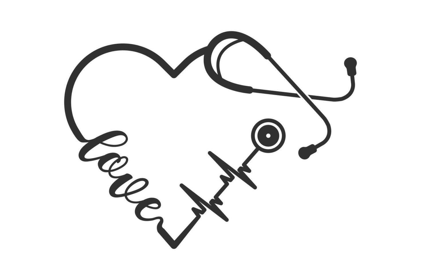 Stethoscope Heart Vector, Medical Stethoscope Heart Shape Vector, Stethoscope Pulse Vector, Heart Health Stethoscope Icon, Medical tools Vector, Stethoscope typography, Doctor, Nurse vector