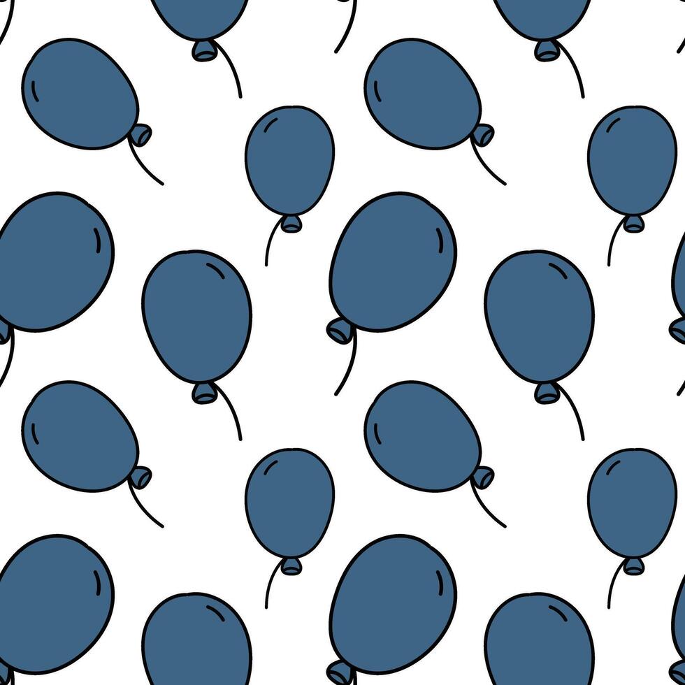 A pattern of blue balloons in retro style. Seamless pattern with flying balloons in blue. A texture for printing on any holiday. Colored balloons flying on a white background vector