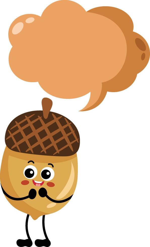 Funny acorn mascot with empty speech bubble vector