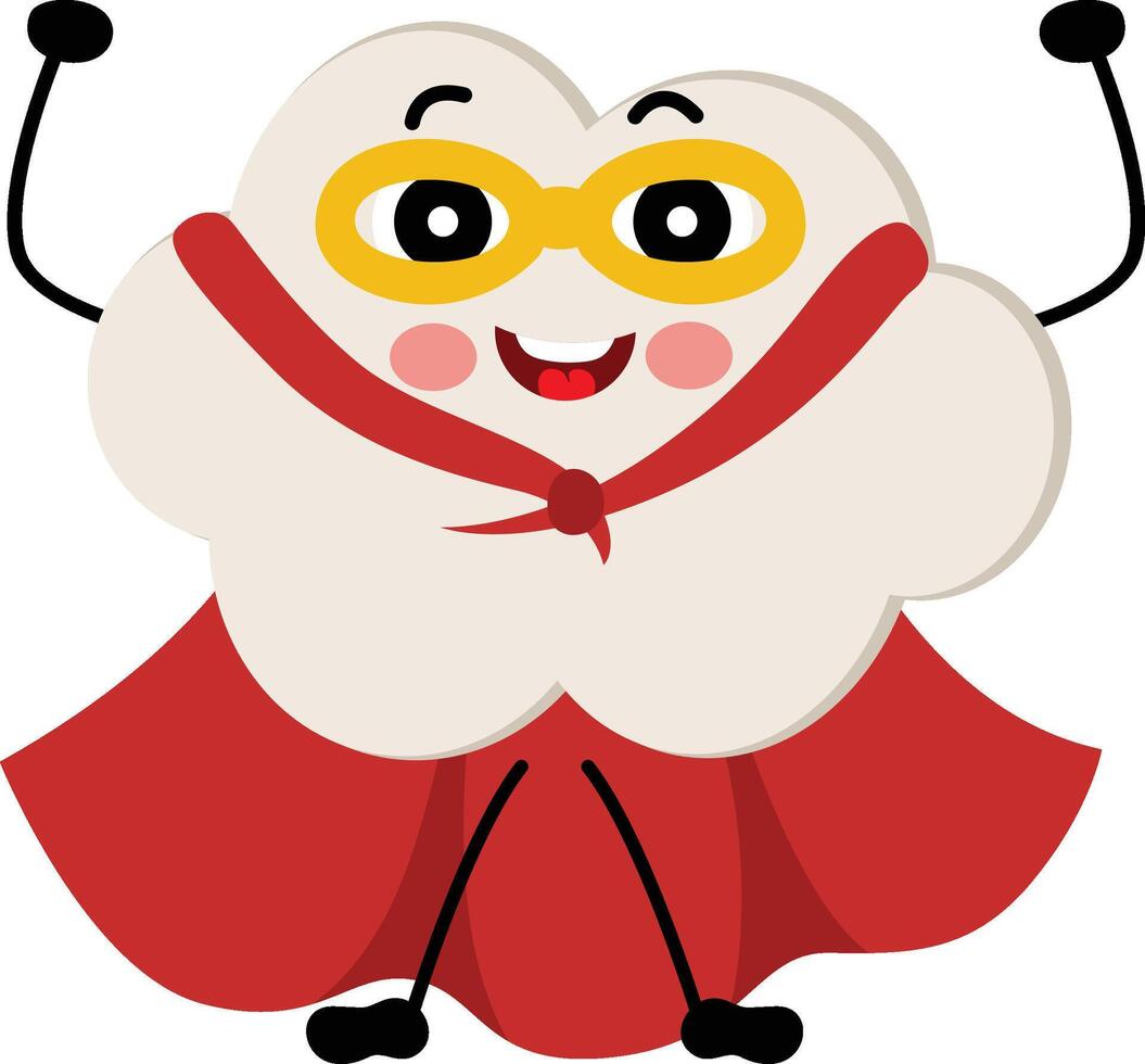 Funny cloud mascot in traditional superhero costume vector