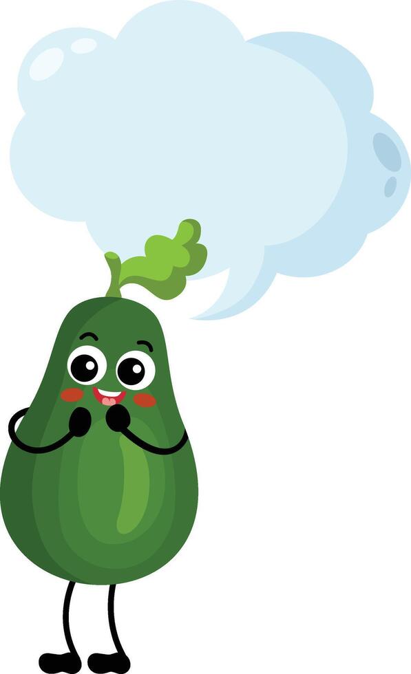 gracioso aguacate mascota con vacío habla burbuja vector