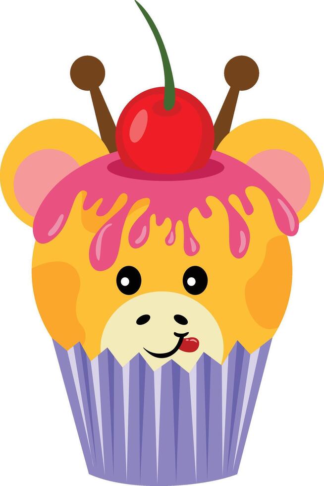 Cute giraffe on top of a delicious cupcake vector