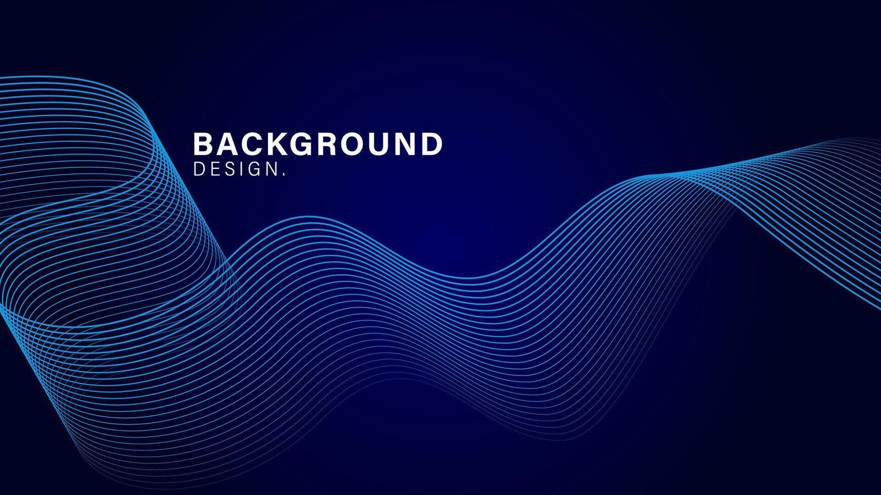 Technology background dark blue color with glowing wavy futuristic lines. Suitable for banners, posters, wallpapers, covers. Vector illustration