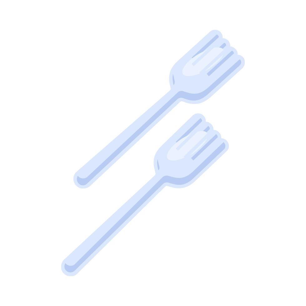 Plastic Waste Set Of Disposable Forks Flat Icon vector