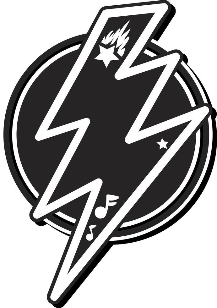 Electric Lightning Emblem Black White Logo vector