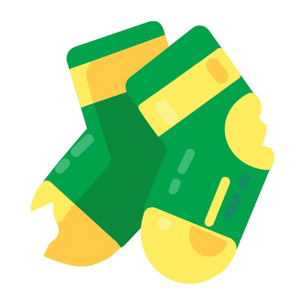 Flat Textile Waste Ripped Socks With Hole Icon vector