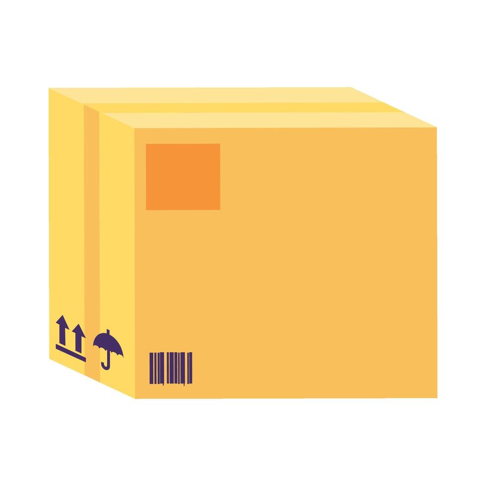 Flat Closed Postal Cardboard Box Icon vector