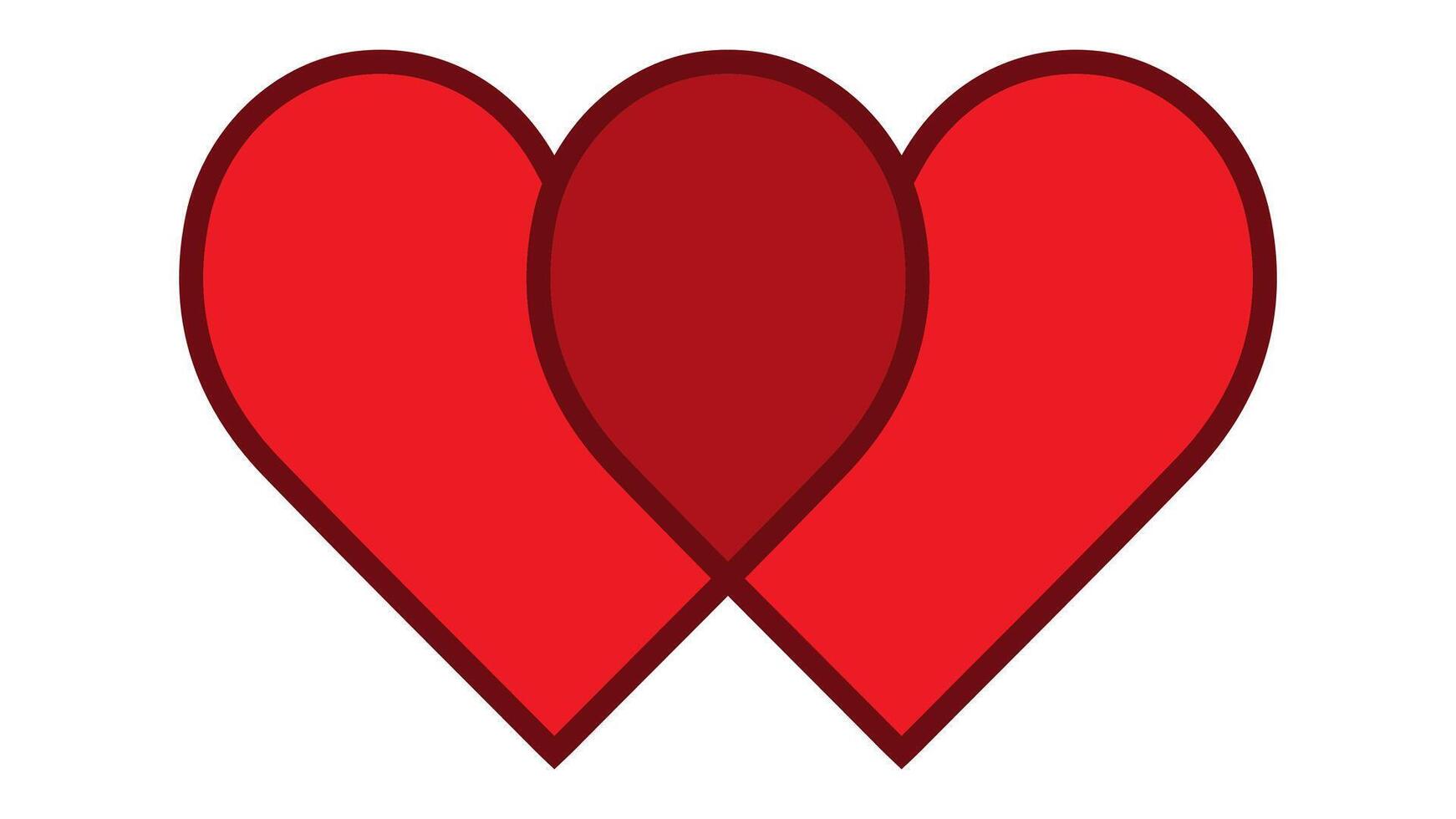 Two red hearts are intertwined on a white background vector