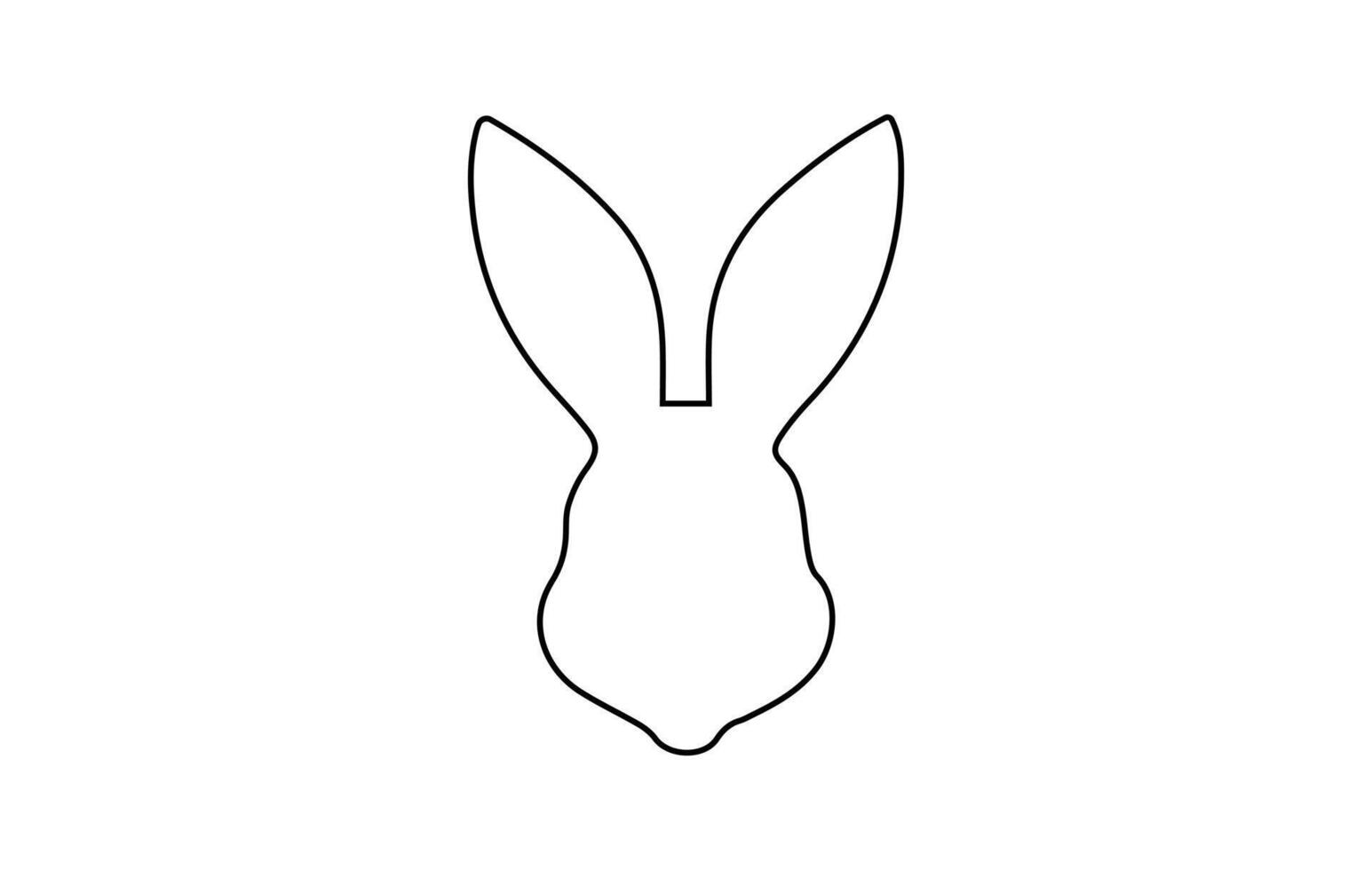 Rabbit head outline. Easter Bunny. Isolated on white background. A simple black icon of hare. Cute animal. Ideal for logo, emblem, pictogram, print, design element for greeting card, invitation vector
