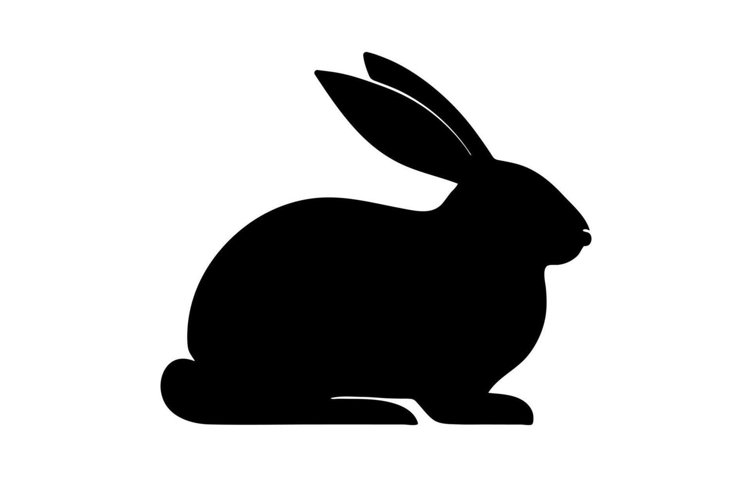 Rabbit silhouette. Easter Bunny. Isolated on white background. A simple black icon of hare. Cute animal. Ideal for logo, emblem, pictogram, print, design element for greeting card, invitation vector