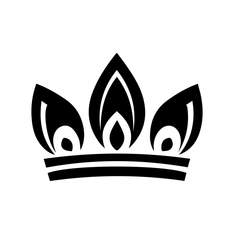 Crown Icon. A simple, black silhouette of a royal crown. Vector illustration isolated on white background. Ideal for logos, emblems, insignia. Can be used in branding, web design.